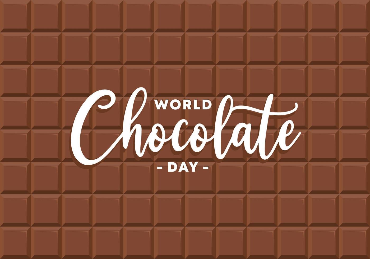 Hand drawn background of happy world chocolate day on chocolate bar. vector