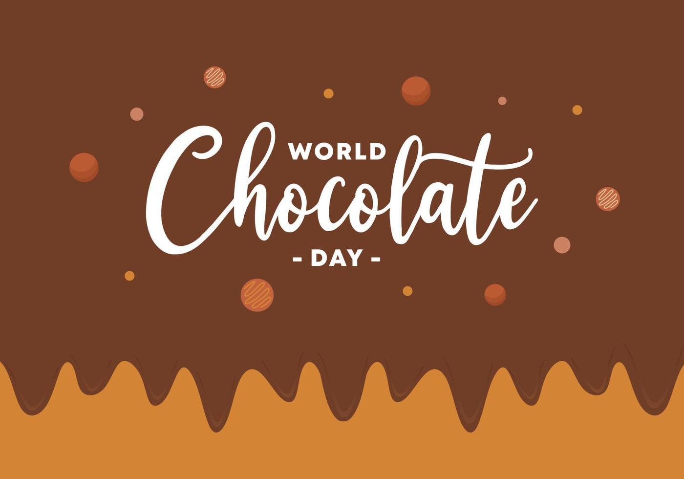 happy world chocolate day with hand written text on brown vector