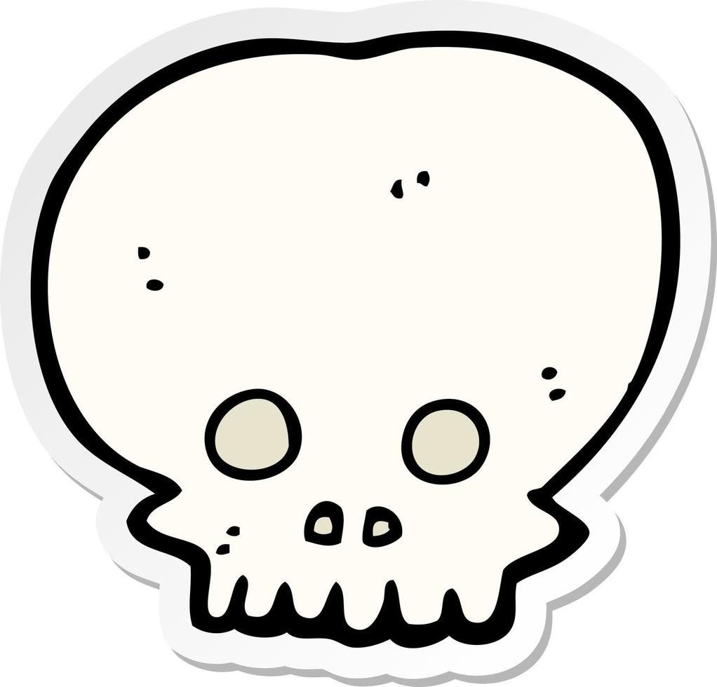 pegatina de un símbolo de calavera espeluznante de dibujos animados vector