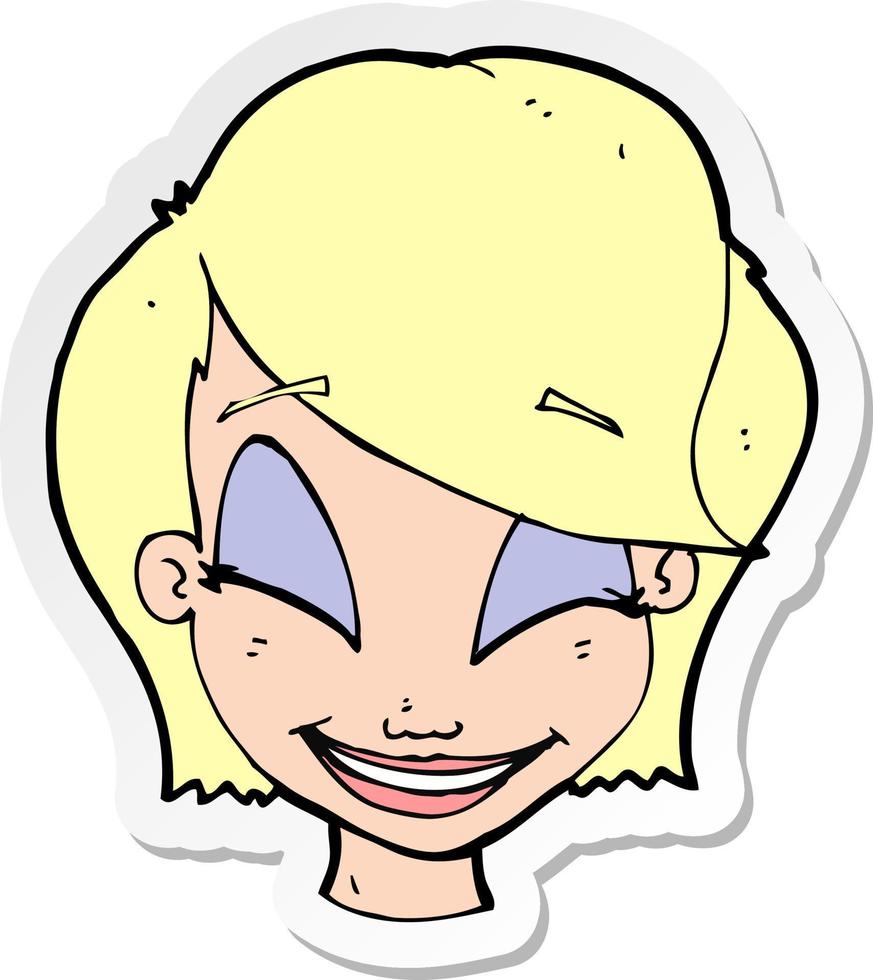 sticker of a cartoon pretty female face vector