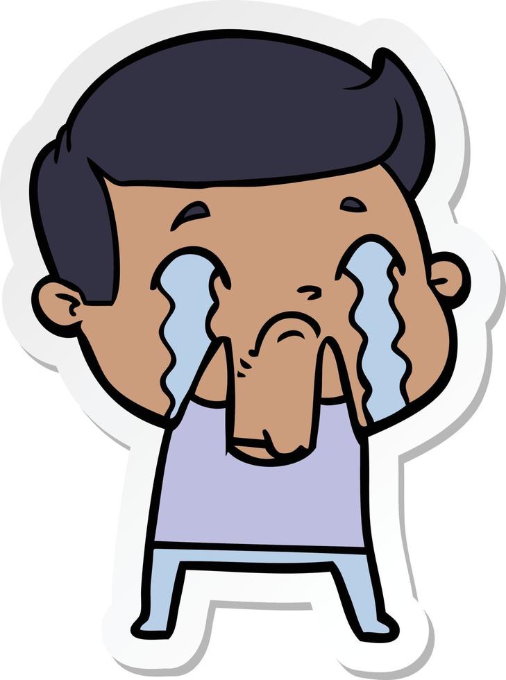 sticker of a cartoon man crying vector