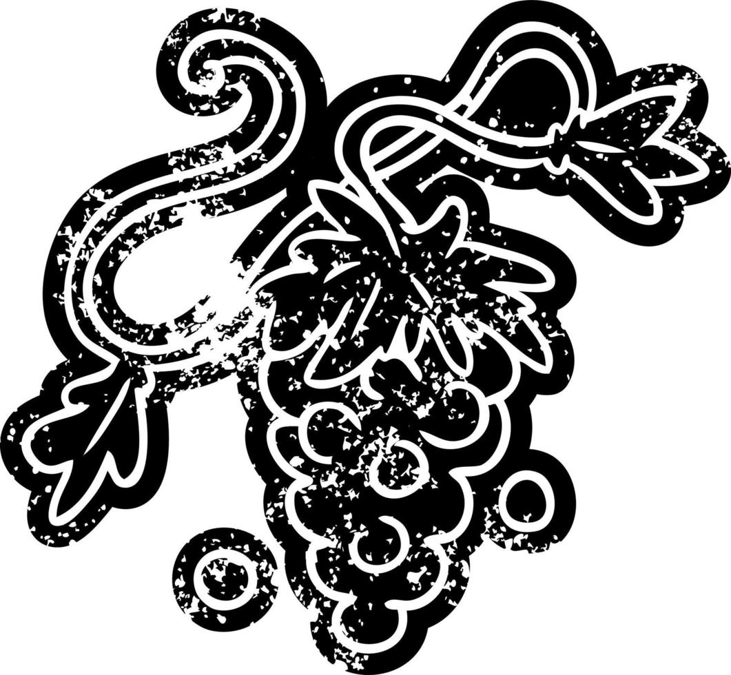 grunge icon drawing of grapes on vine vector