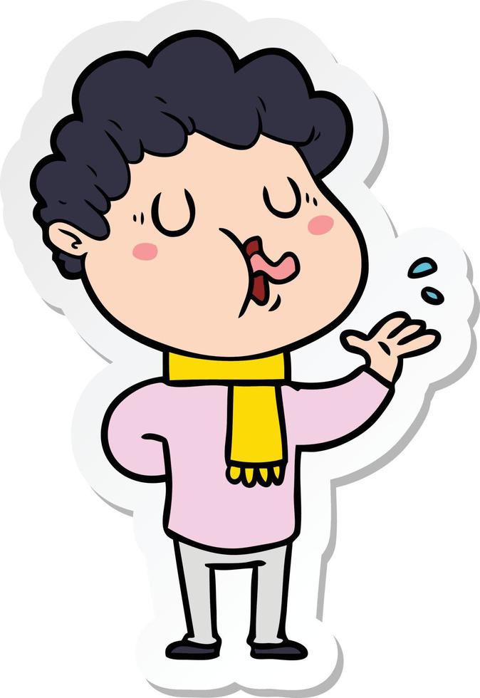 sticker of a cartoon man singing vector