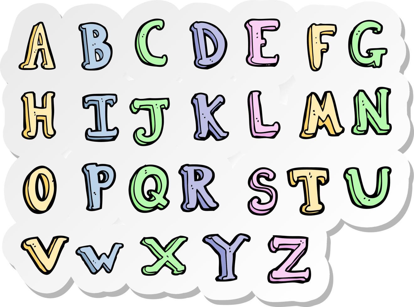 sticker of a cartoon alphabet vector