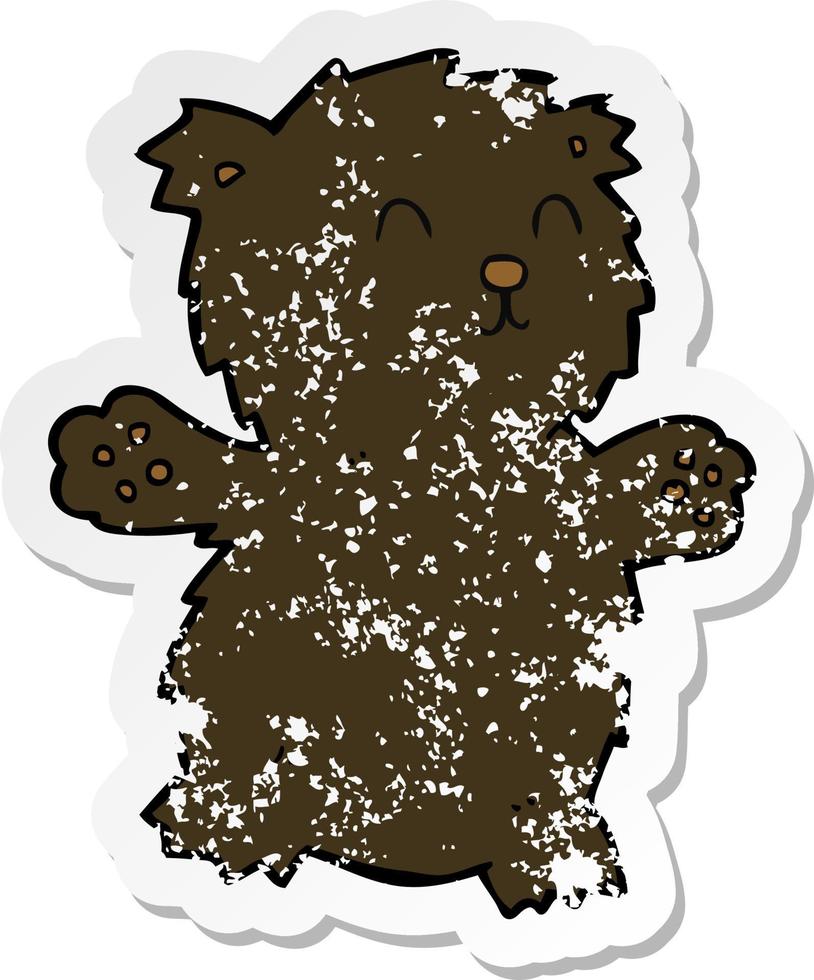 retro distressed sticker of a cartoon teddy bear vector