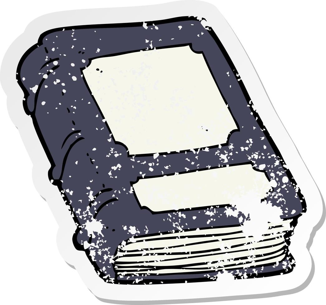 retro distressed sticker of a cartoon old book vector