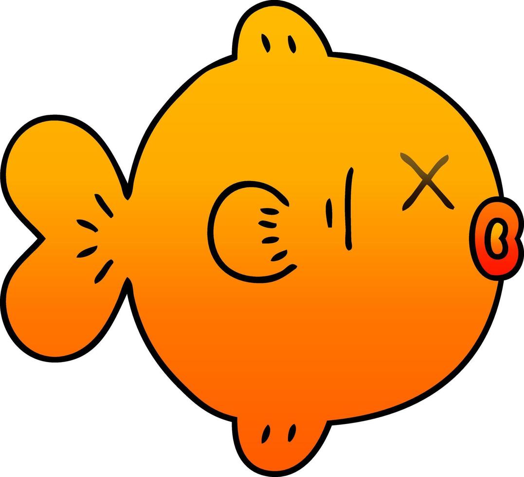 quirky gradient shaded cartoon fish vector