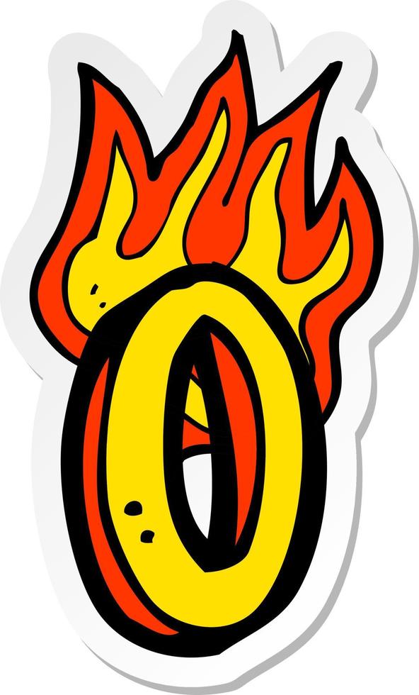 sticker of a cartoon flaming letter vector