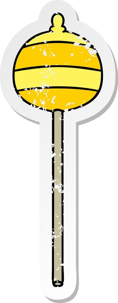 distressed sticker of a quirky hand drawn cartoon golden sceptre vector