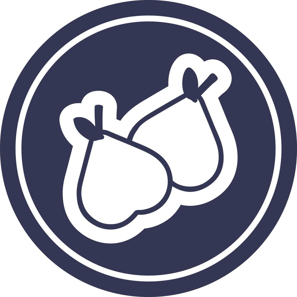 icono circular de peras orgánicas vector