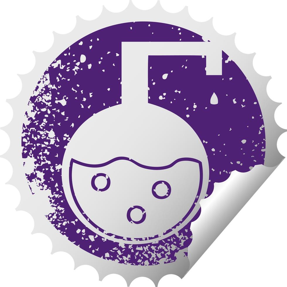 distressed circular peeling sticker symbol science experiment vector