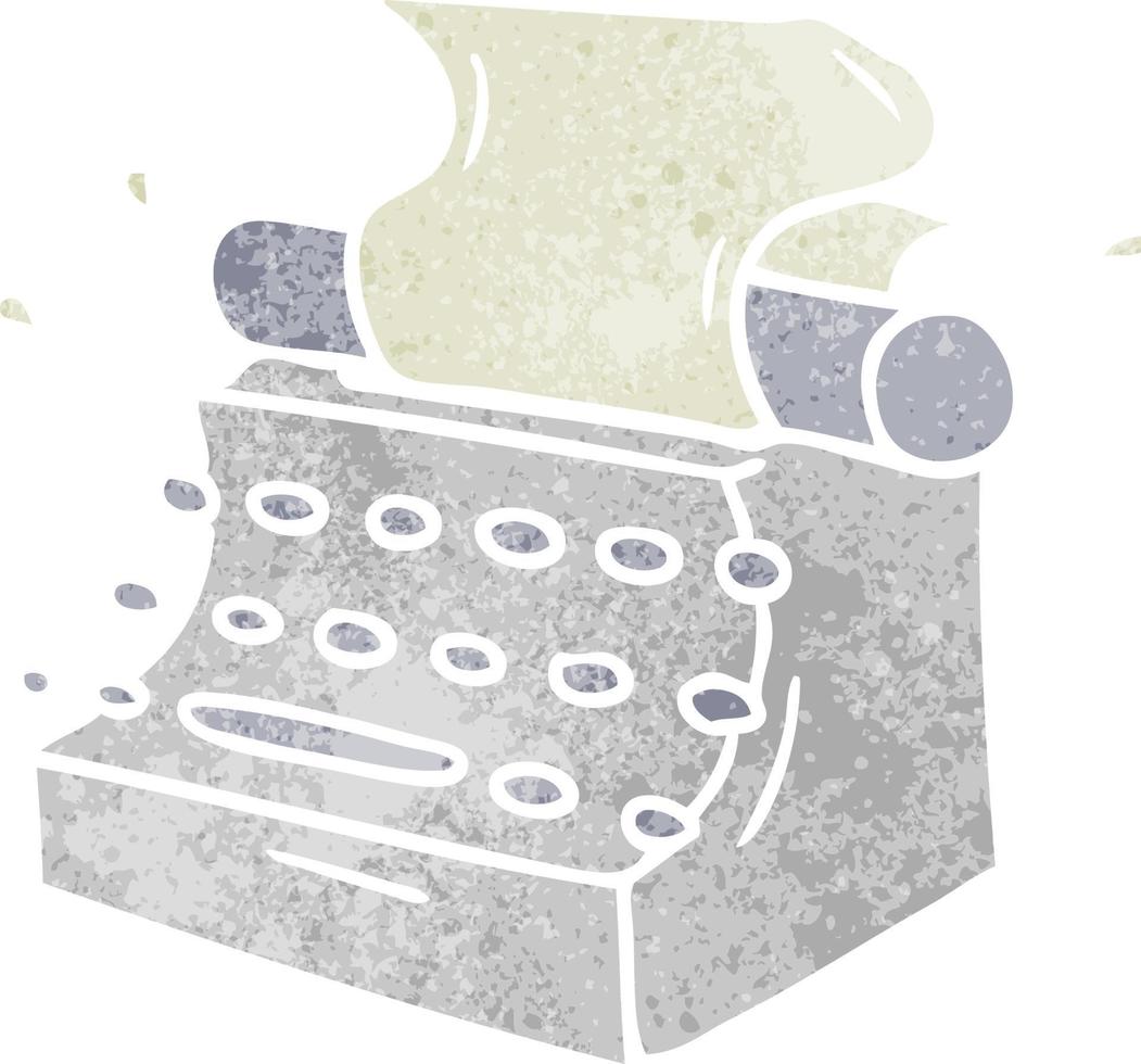 retro cartoon doodle of old school typewriter vector