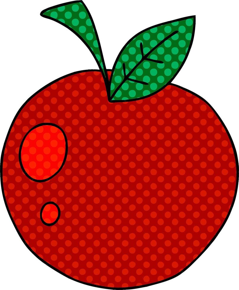 Manzana roja de dibujos animados peculiar estilo cómic vector