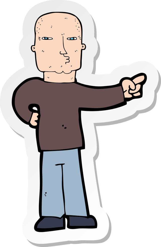 sticker of a cartoon pointing man vector