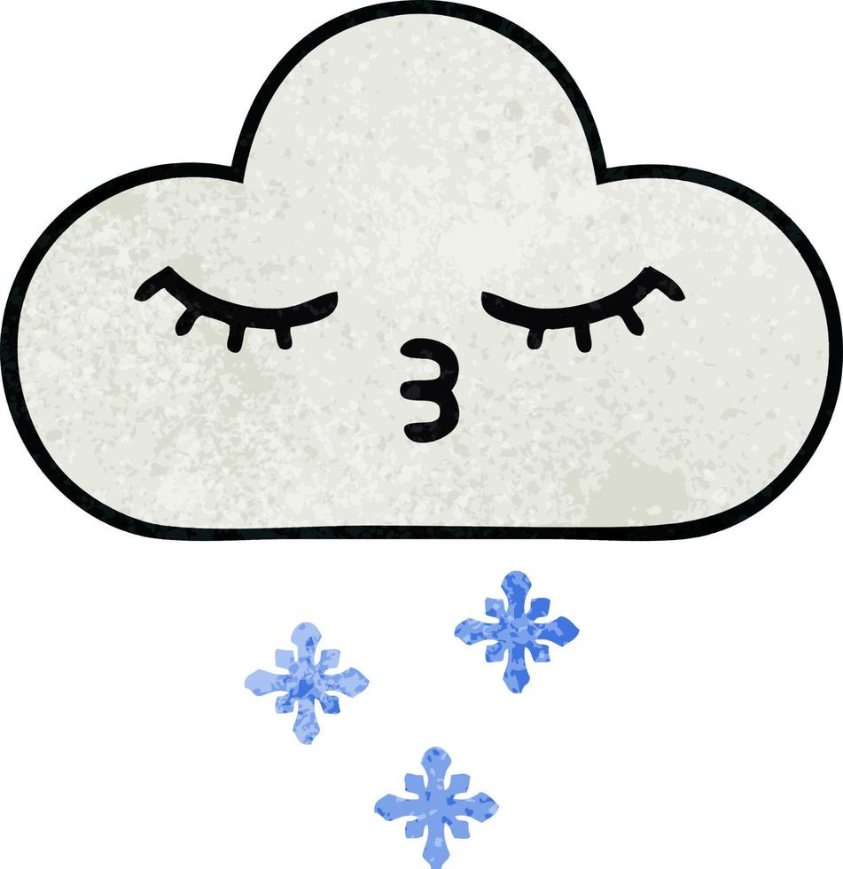 retro grunge texture cartoon snow cloud vector