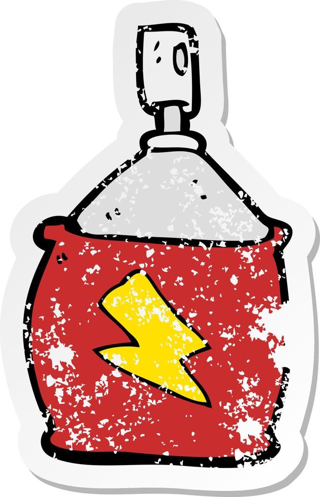 retro distressed sticker of a cartoon spray can vector