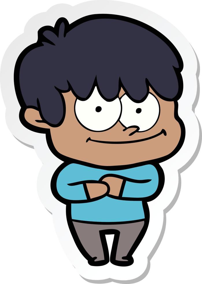 sticker of a happy cartoon man vector