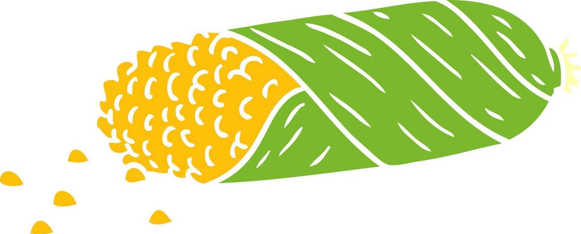 cartoon doodle of fresh corn on the cob vector