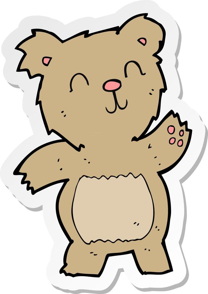 sticker of a cartoon teddy bear vector