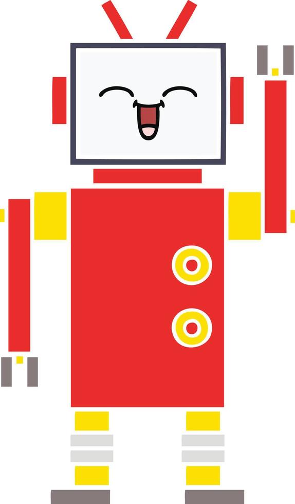 flat color retro cartoon robot vector