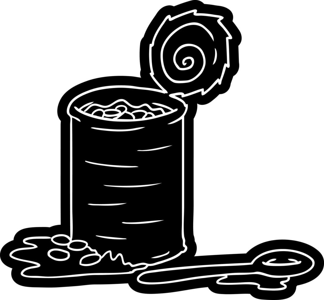 cartoon icon drawing of an opened can of beans vector