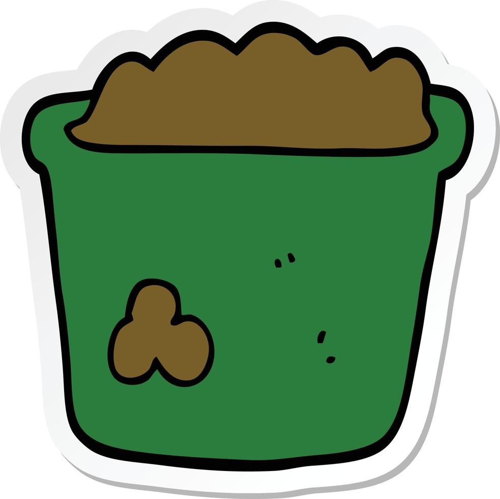 sticker of a cartoon pot of earth vector