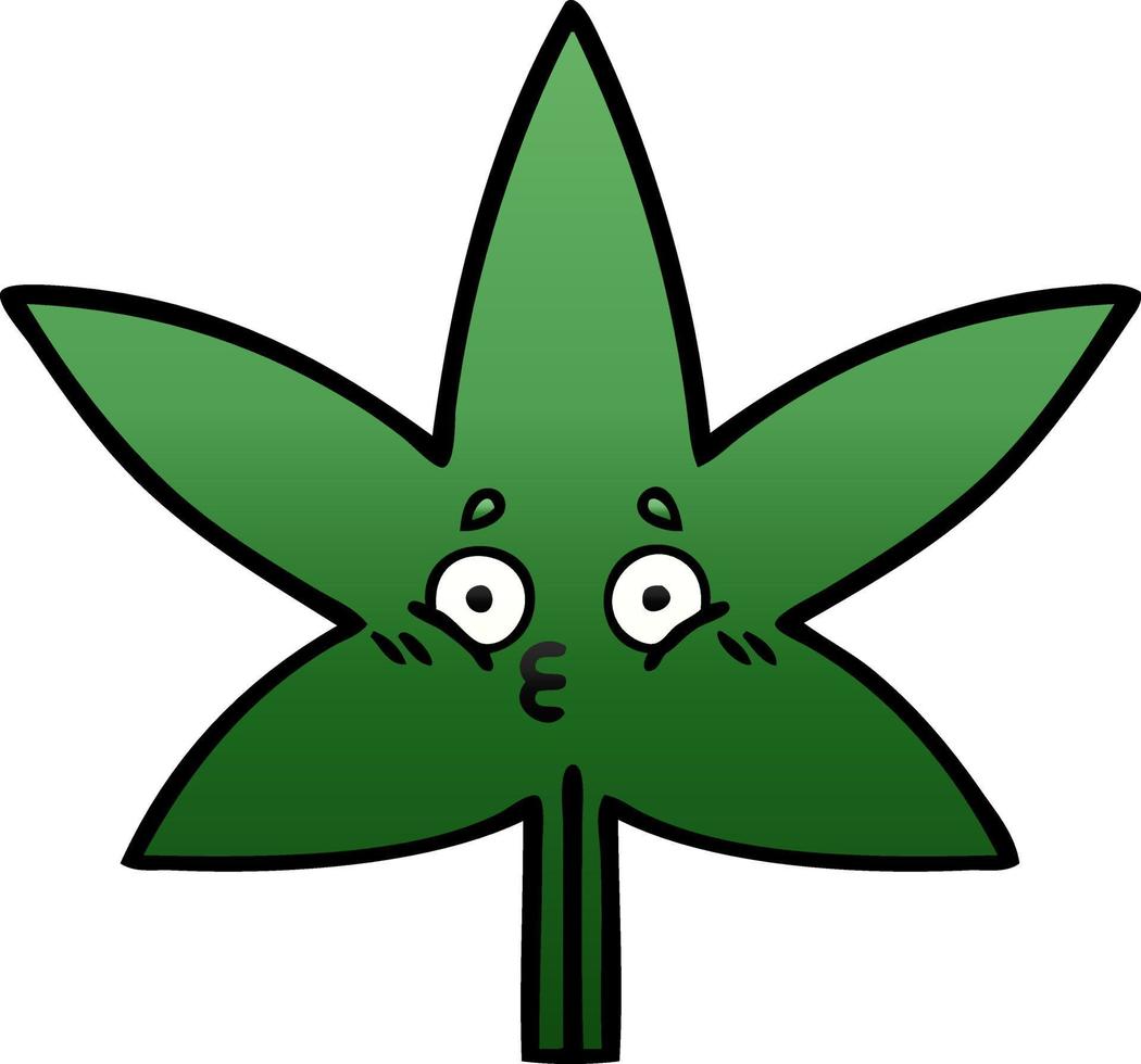 hoja de marihuana de dibujos animados sombreada degradada vector