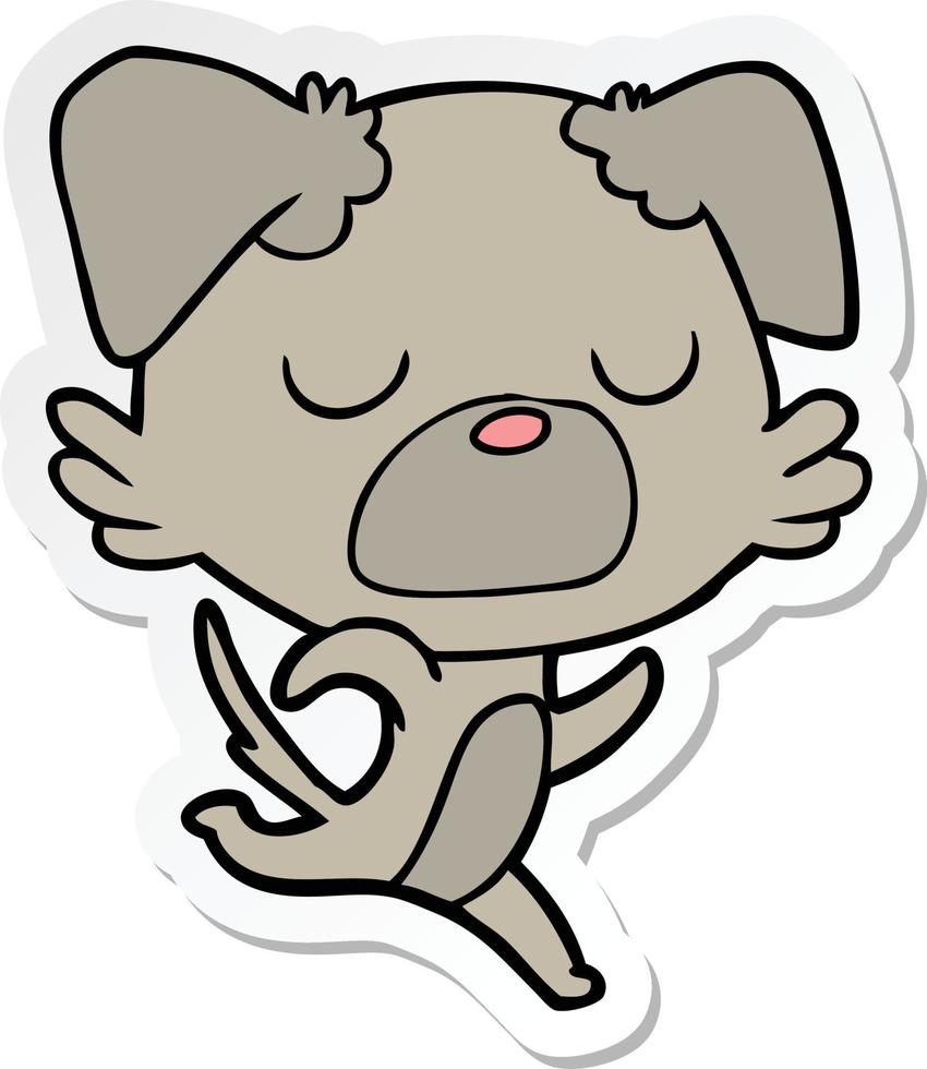 sticker of a cartoon dog vector