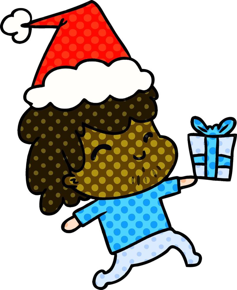 christmas cartoon of kawaii boy vector