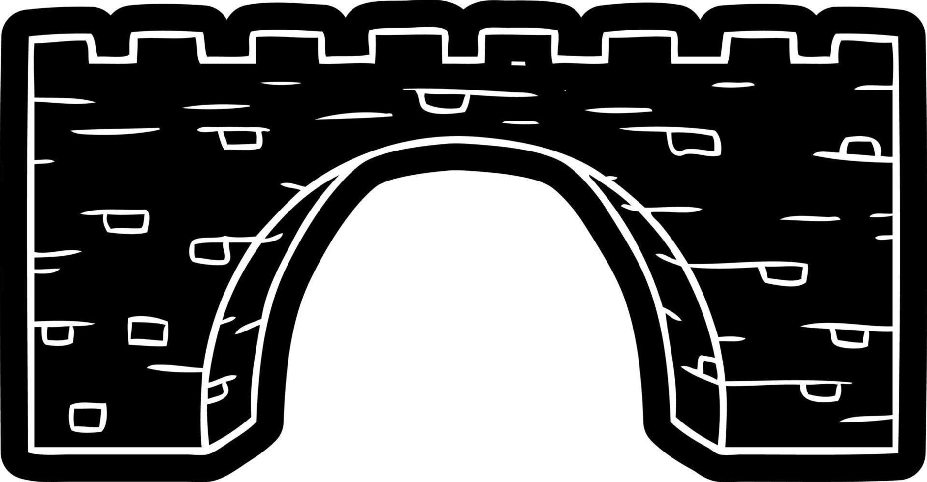 cartoon icon drawing of a stone bridge vector