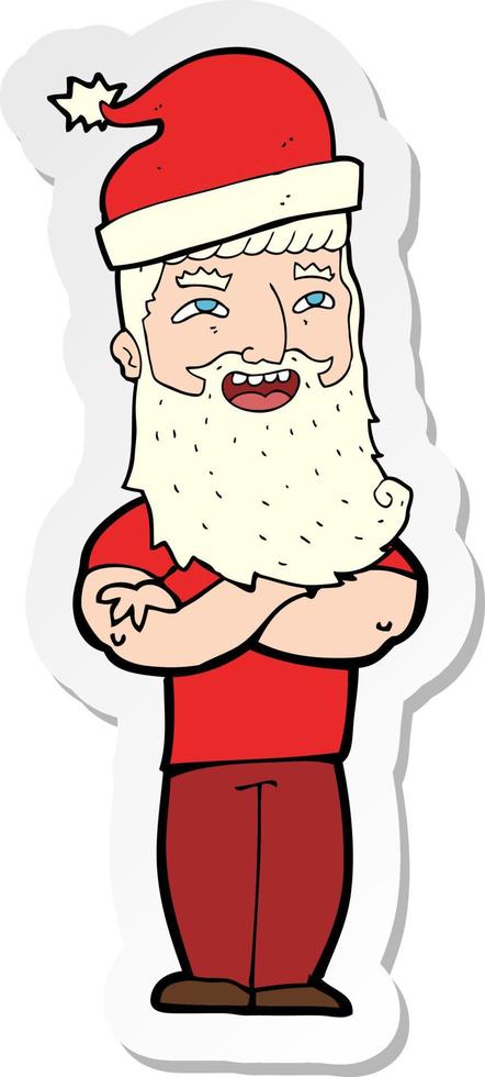 sticker of a cartoon santa claus vector