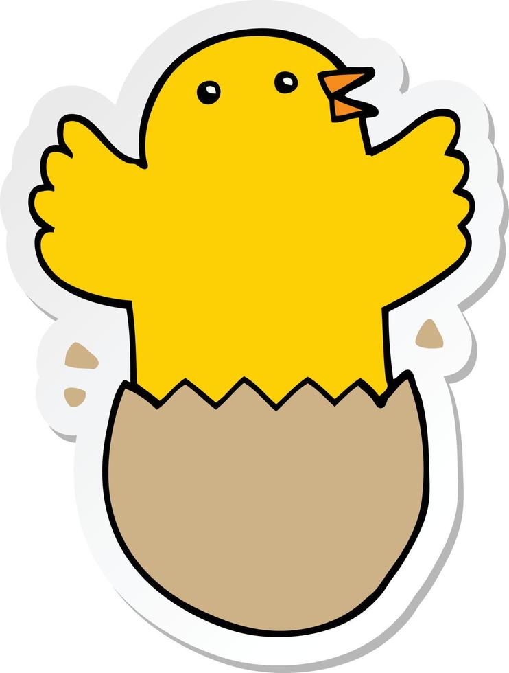 sticker of a cartoon hatching bird vector