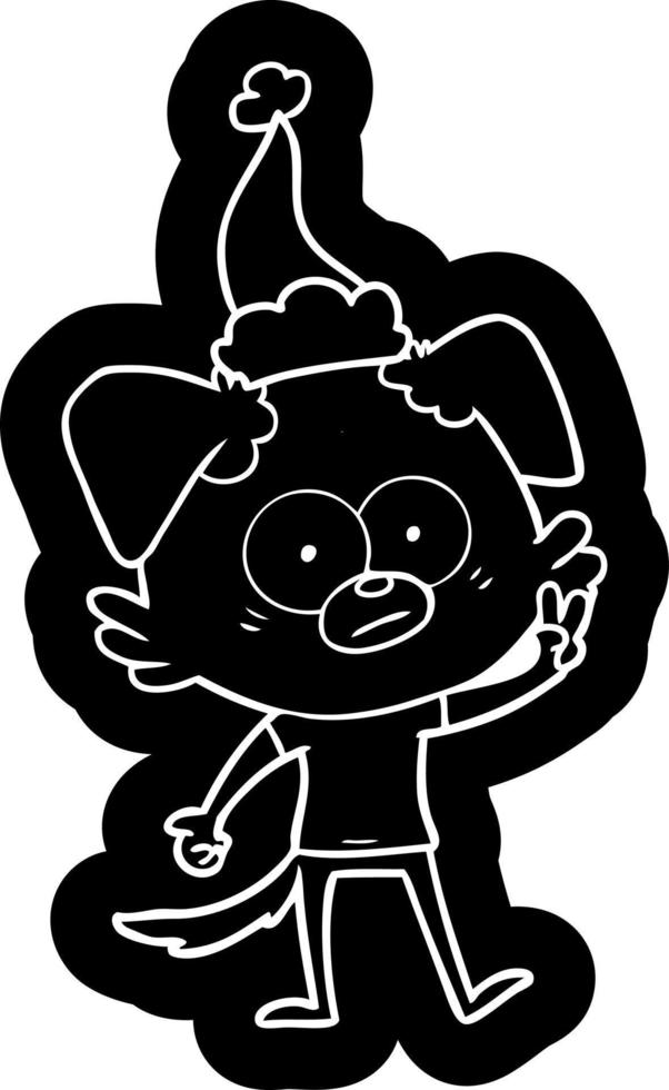 nervous dog in t shirt wearing santa hat vector