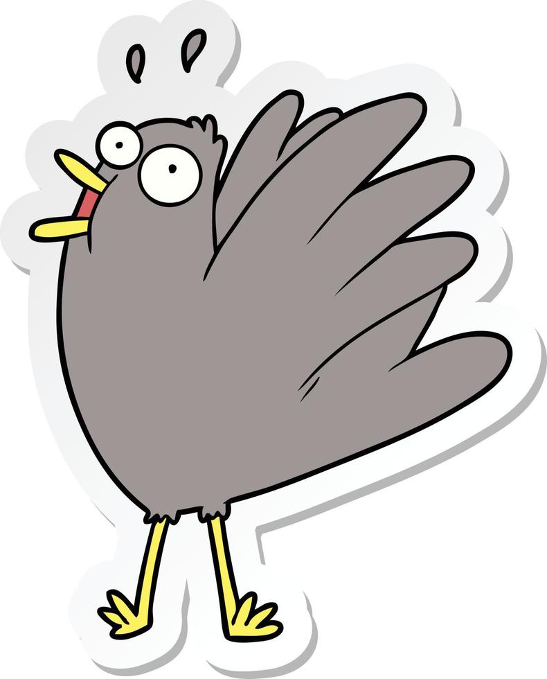 sticker of a cartoon bird squawking vector