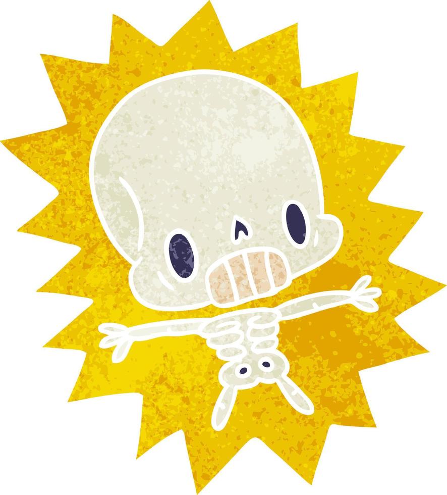 esqueleto electrocutado kawaii de dibujos animados retro vector