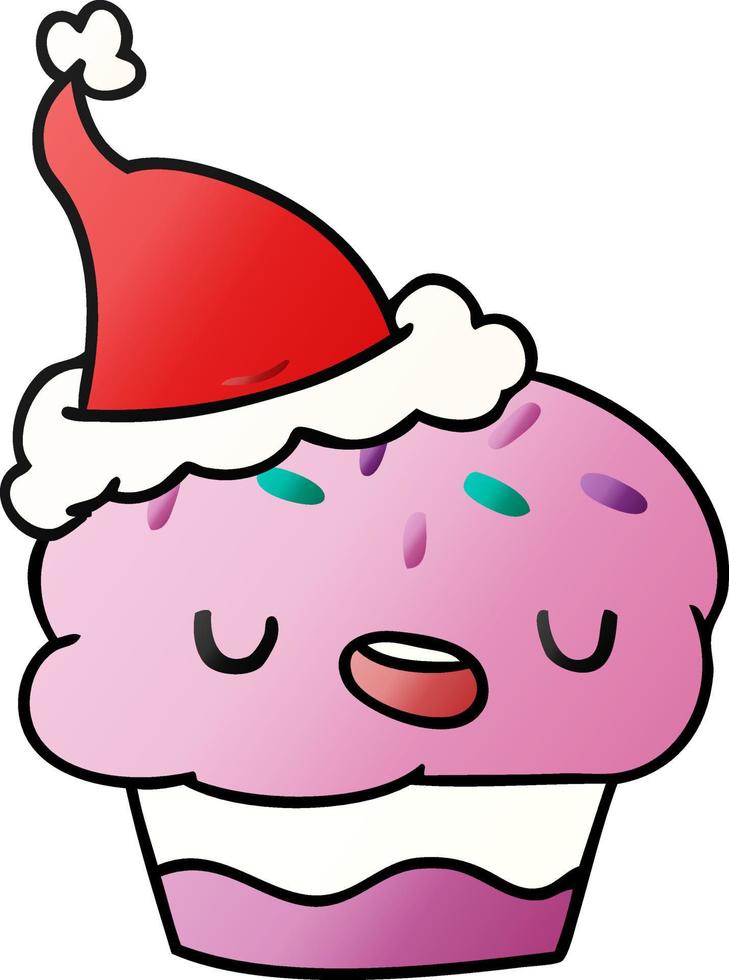 christmas gradient cartoon of kawaii cupcake vector