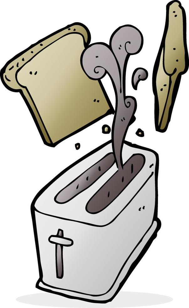 cartoon toaster spitting out bread vector