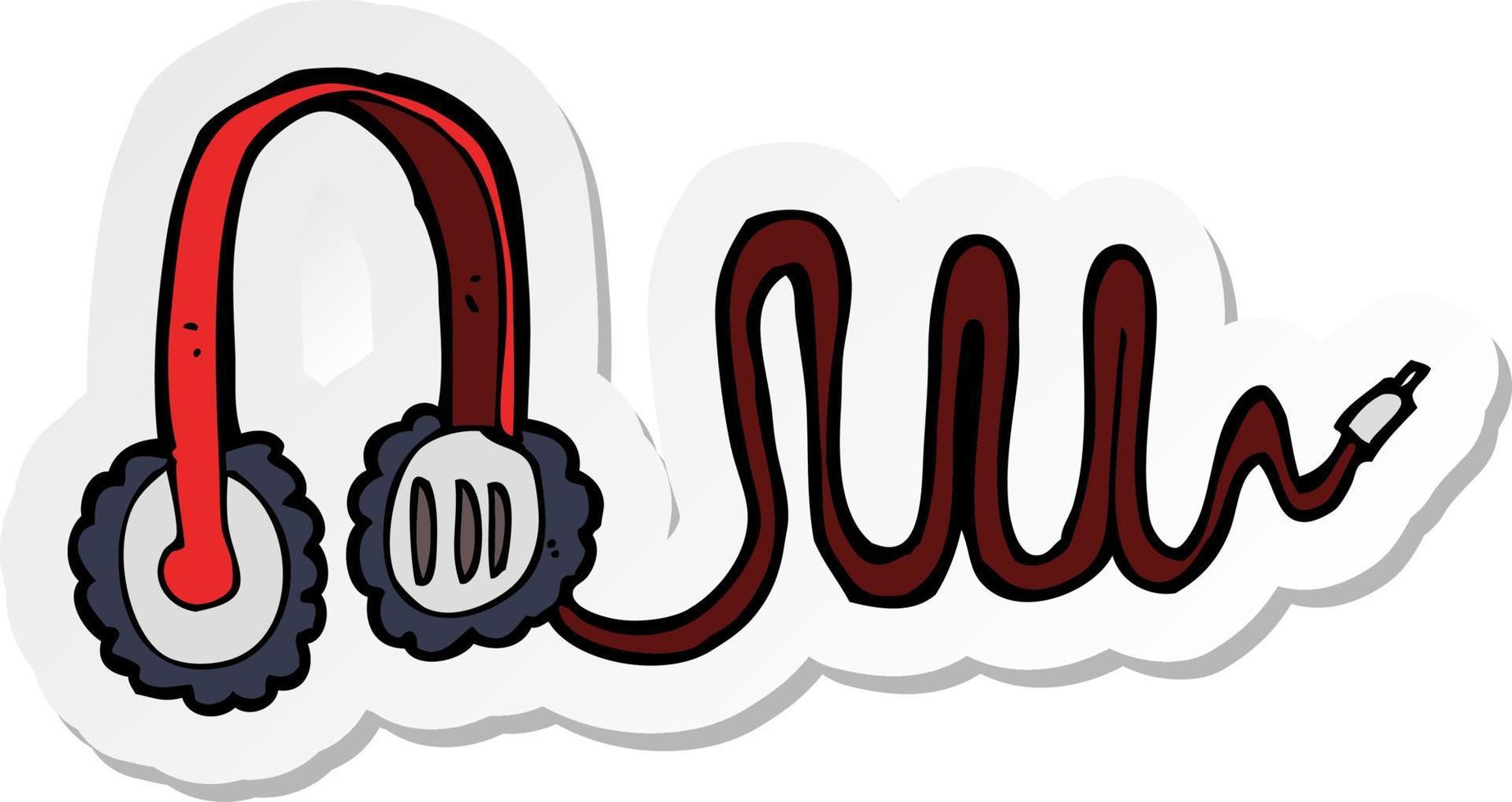 sticker of a cartoon headphones vector