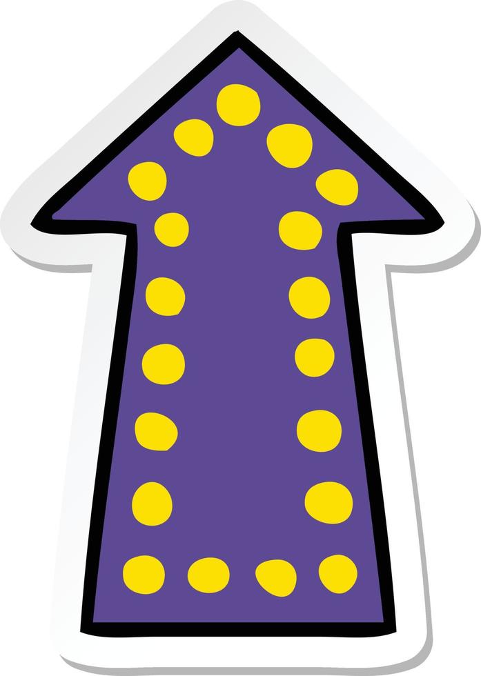 sticker of a quirky hand drawn cartoon arrow vector