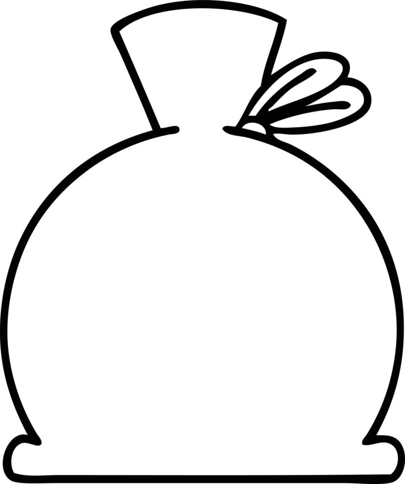 line drawing cartoon bag vector