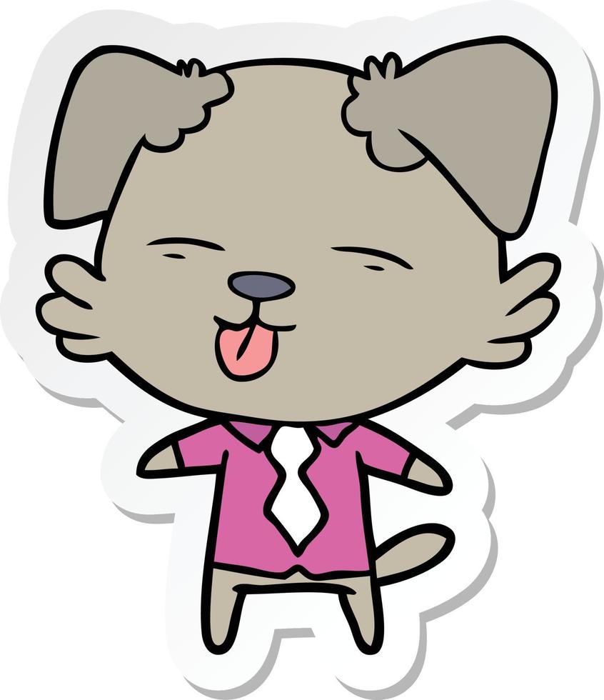 sticker of a cartoon dog in shirt and tie vector