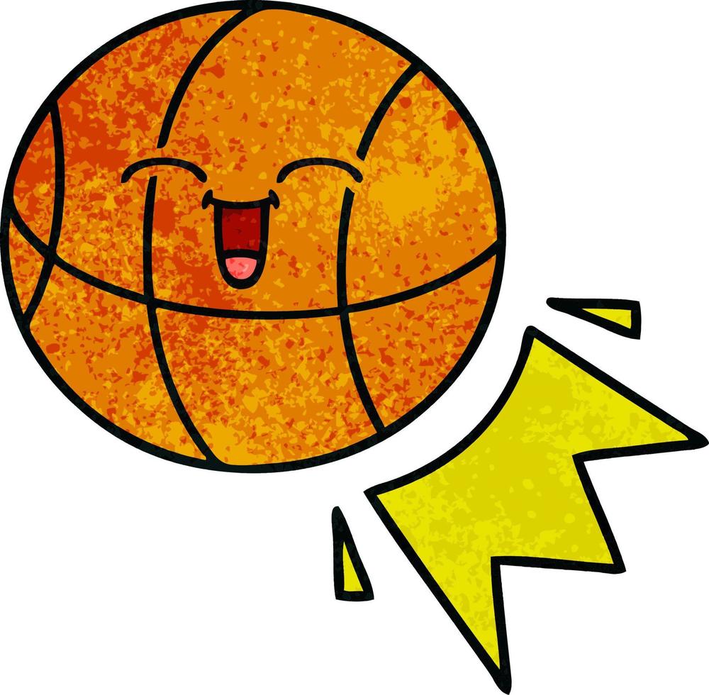 baloncesto de dibujos animados de textura grunge retro vector