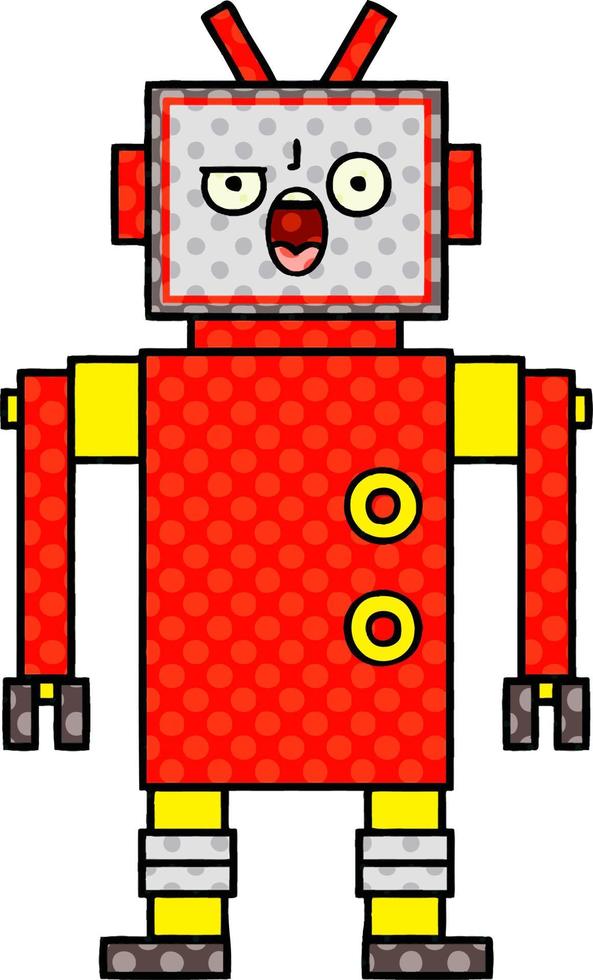 comic book style cartoon angry robot vector