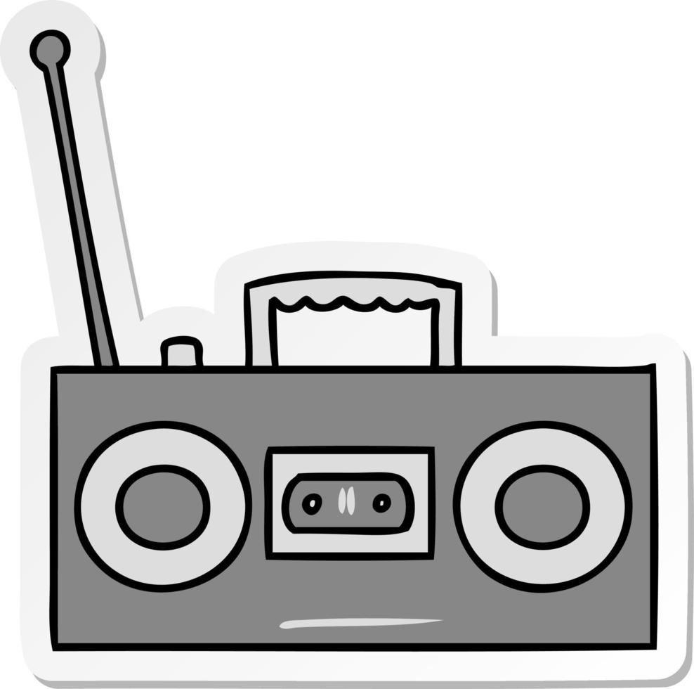 sticker cartoon doodle of a sticker cassette player vector