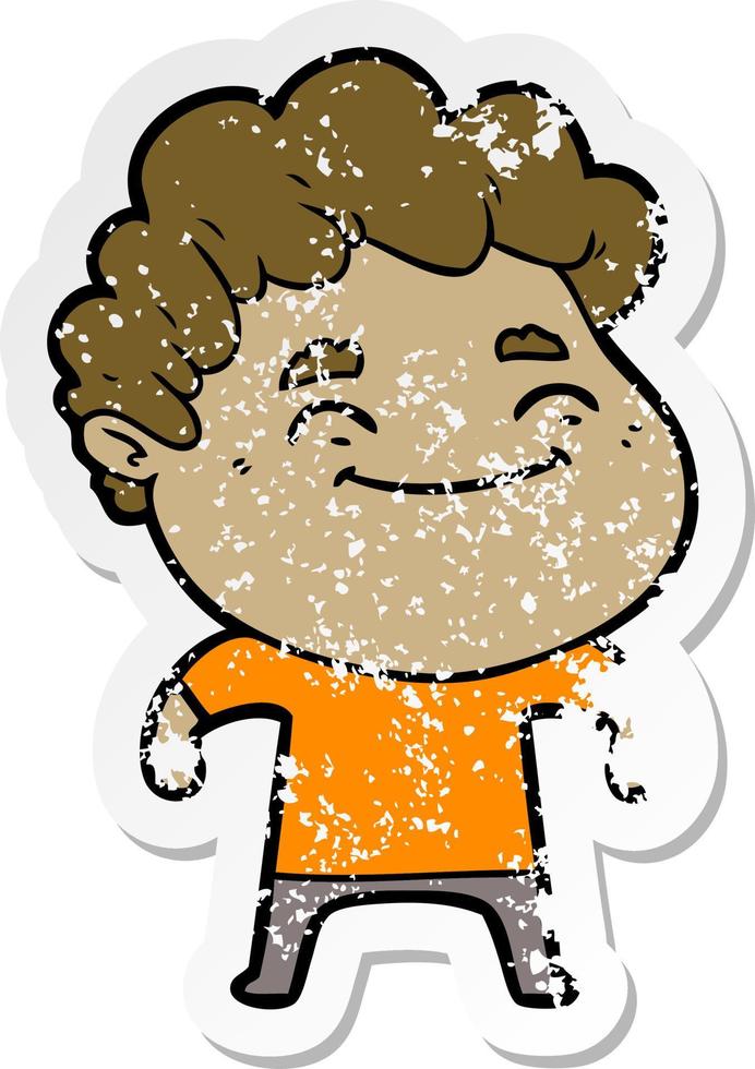 distressed sticker of a cartoon friendly man vector