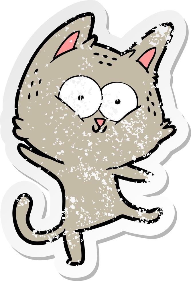 distressed sticker of a cartoon cat dancing vector