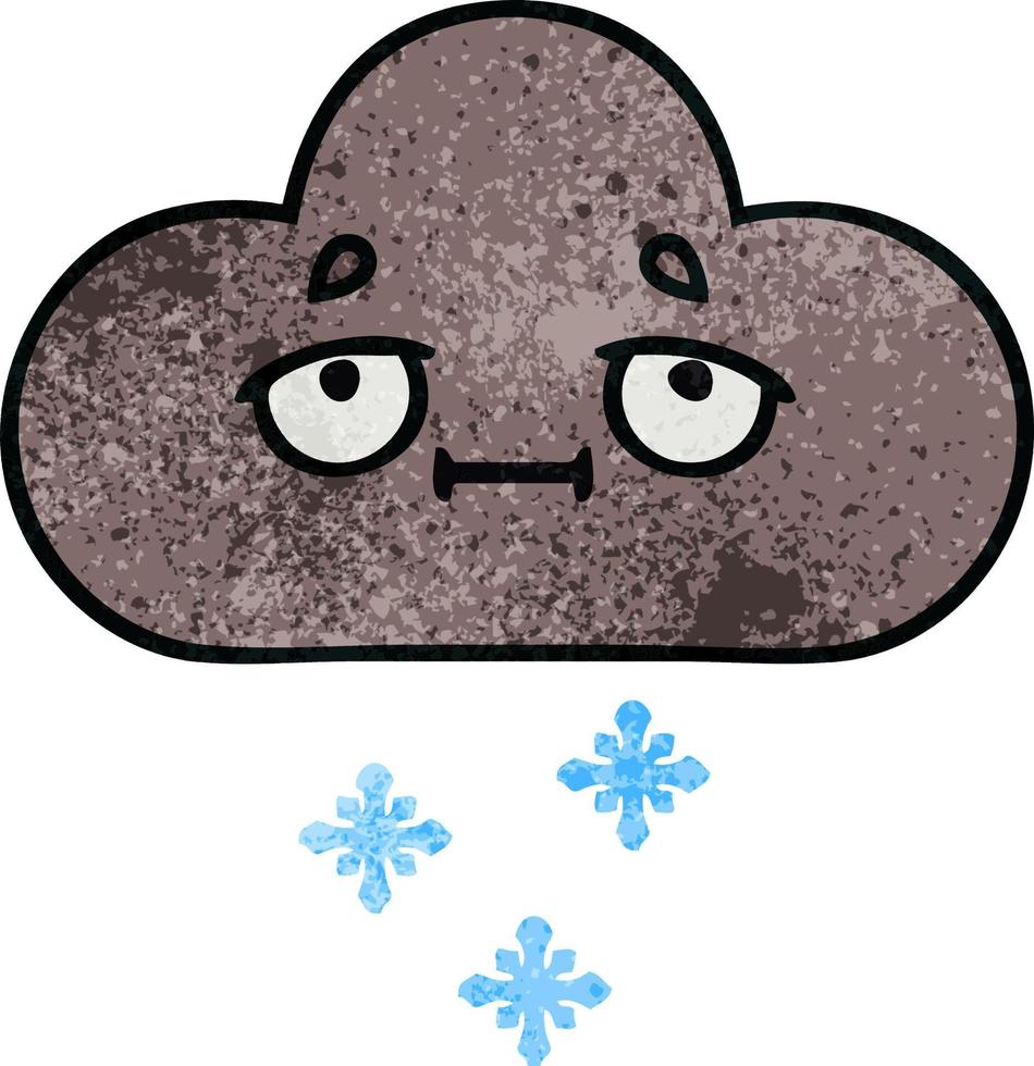 retro grunge texture cartoon storm snow cloud vector