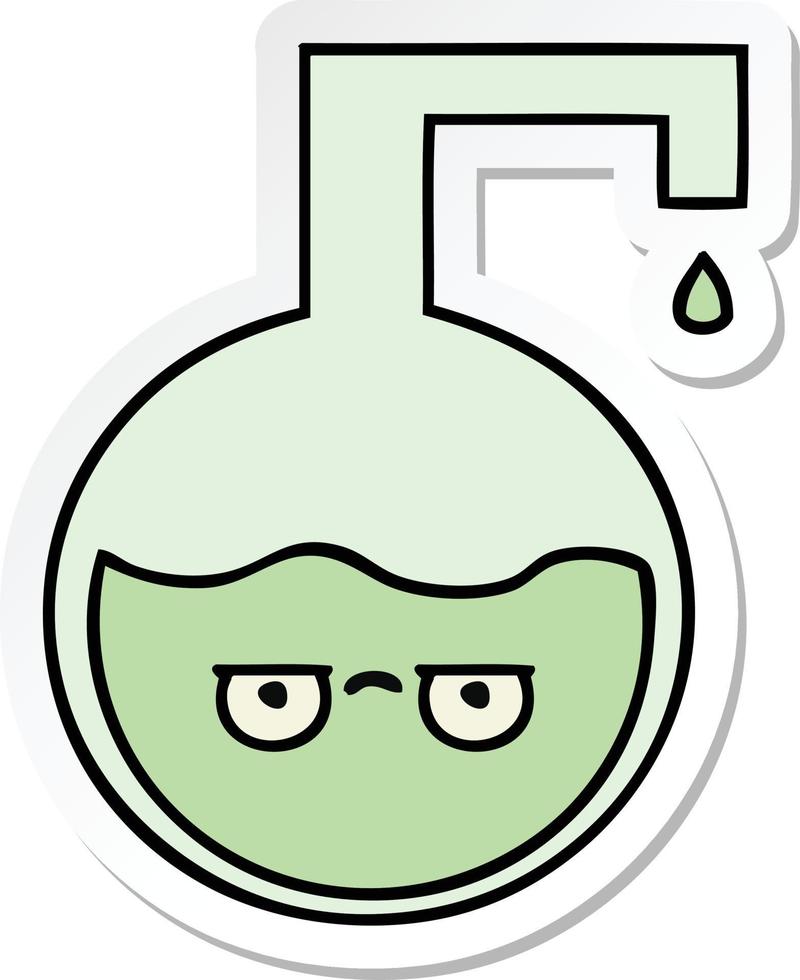 sticker of a cute cartoon science experiment vector