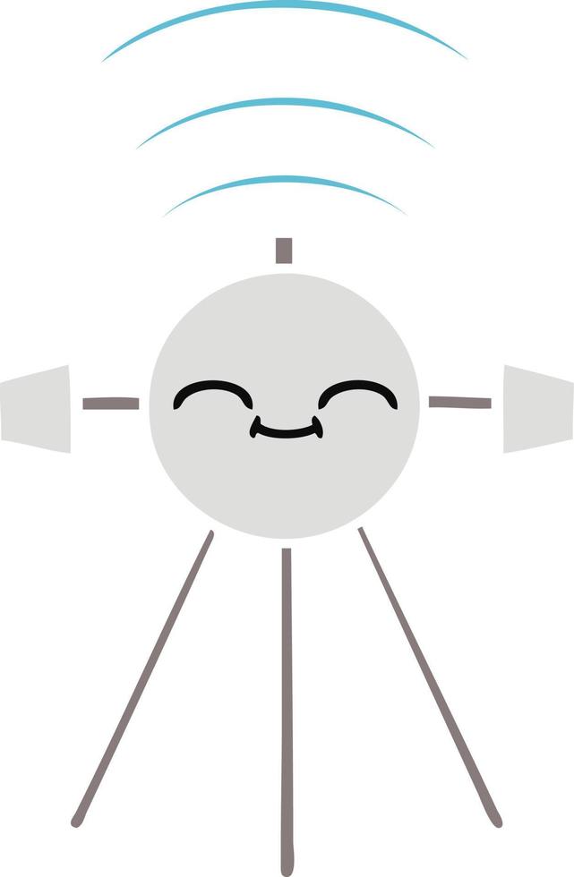 flat color retro cartoon satellite vector