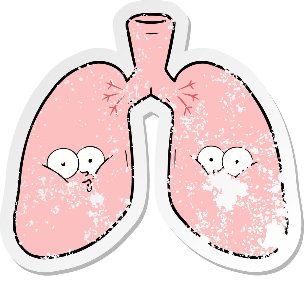 distressed sticker of a cartoon lungs vector